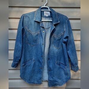 Kathy Davis Chore Jacket Shacket Layering Denim Western Shirt Jacket Size Medium